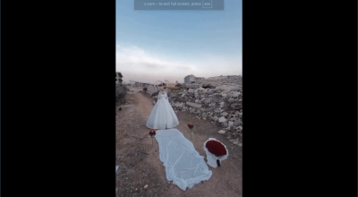 انتشار فيديو لإحراق فستان زفاف من سوريا مع الادعاء أنه من غزة