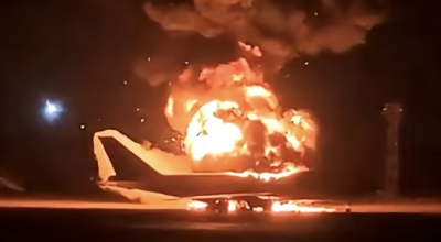 انتشار فيديو لاحتراق طائرة في إيران وليس في دول الخليج 