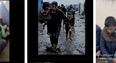 مقاطع مولّدة بالذكاء الاصطناعي لغزة خلال المنخفض الجوي الأخير 