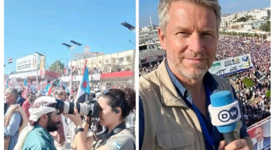 ما حقيقة صور الصحفيين الإسرائيليين في مظاهرة عدن؟