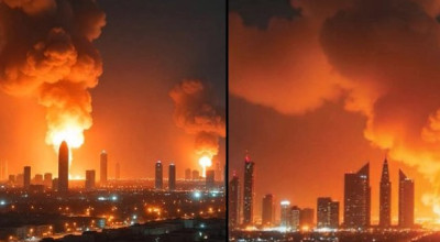 لا صحة للصور المتداولة حول اشتعال النيران بقاعدة العديد في قطر