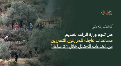 كاشف يتحقق: هل تقوم وزارة الزراعة بتقديم مساعدات عاجلة للمزارعين  المتضررين من اعتداءات الاحتلال خلال 24 ساعة؟