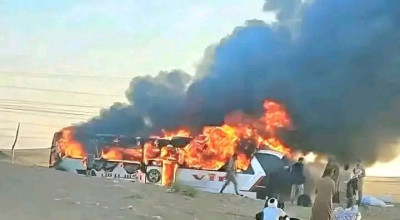 الصورة لاحتراق حافلة ركاب في عام 2024 وليست حديثة