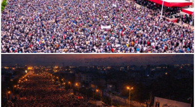 صورتان معدلتان بالذكاء الاصطناعي لاعتصام ساحة العروض في عدن