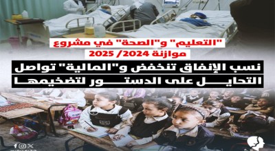 "التعليم" و"الصحة" في مشروع موازنة 2024/ 2025 نسب الإنفاق تنخفض و"المالية" تواصل التحايل على الدستور لتضخيمها