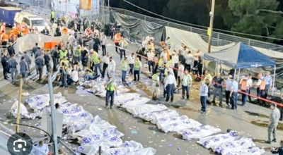 الصورة المتداولة قديمة وتعود إلى حادثة تدافع المستوطنين في جبل ميرون ولا علاقة لها بالحرب الجارية 