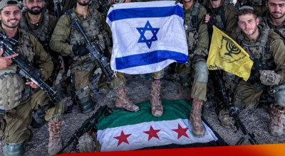صورة معدّلة لجنود إسرائيليين مع العلم السعودي تُتداول بعد استبداله بالعلم السوري على أنها من ريف درعا