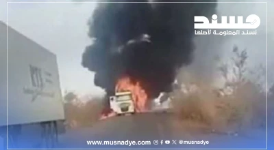صور الشاحنة المحترقة ليست لمساعدات سعودية بل لحادثة في باماكو