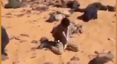 الفيديو  من ليبيا وليس من لأسرى حوثيين بمأرب