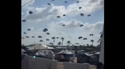 انتشار مشاهد قديمة لعمليات إنزال جوية للمساعدات على قطاع غزة مع الادعاء أنها حديثة لعمليات قامت بها الصين