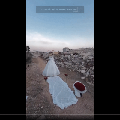 انتشار فيديو لإحراق فستان زفاف من سوريا مع الادعاء أنه من غزة