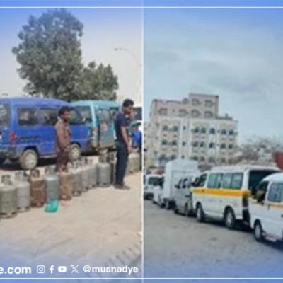 صور لطابور أسطوانات الغاز ومركبات تعمل بالغاز في عدن قديمة