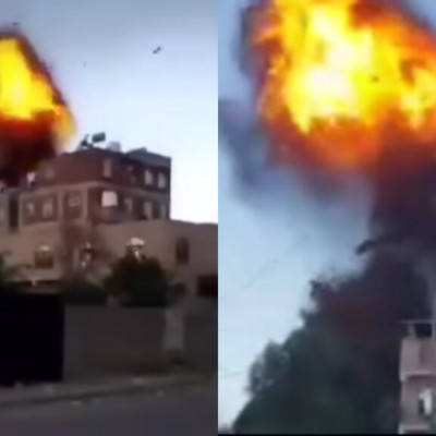 الفيديو المتداول لقصف إسرائيلي على صنعاء قديم