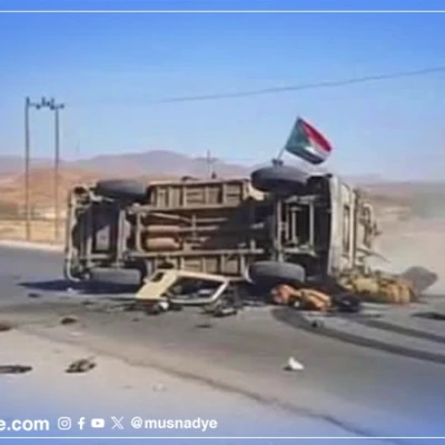 صورة قديمة لانقلاب مركبة عسكرية للانتقالي وليست ناتجة عن قصف جوي سعودي