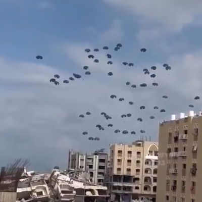 Aid airdrop over Gaza Strip video recirculates as recent Israeli airdrop