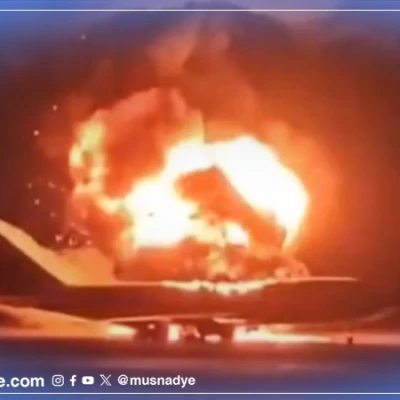 الفيديو المتداول ليس لطائرة سعودية بل لطائرة إيرانية بعد غارة في طهران