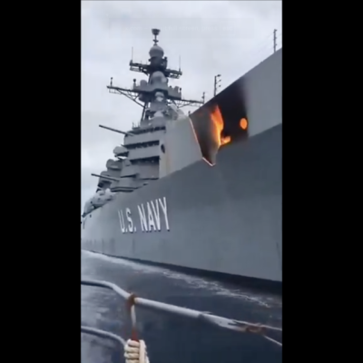 فيديو استهداف السفينة الأمريكية مولد بالذكاء الاصطناعي 