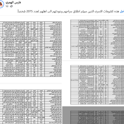 حقيقة الكشوفات المتداولة لأسماء الأسرى ضمن صفقة التبادل في مسقط