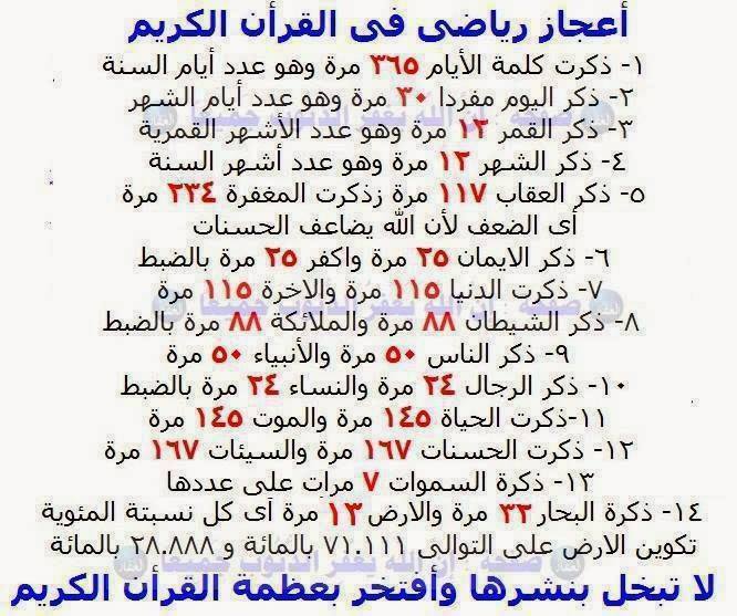 حقيقة إعجاز رياضى في القران الكريم