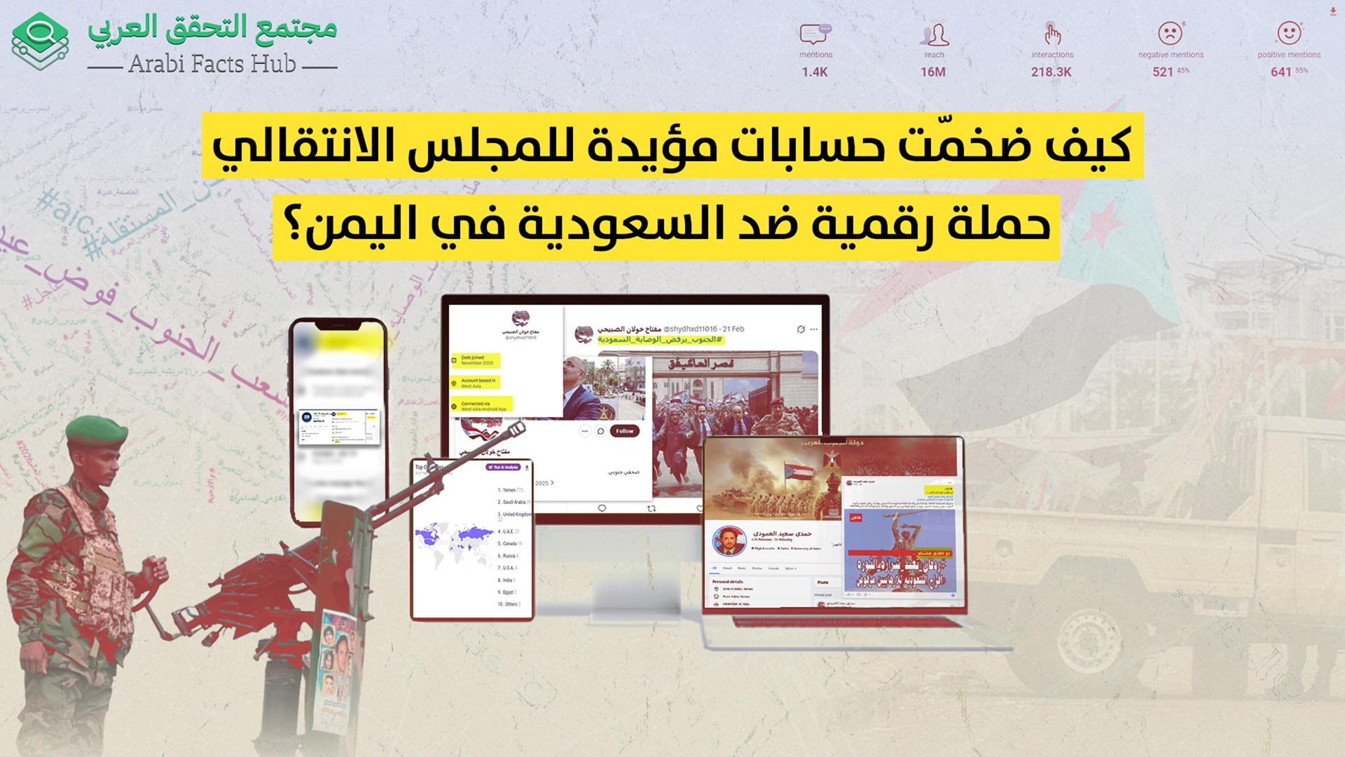كيف ضخمّت حسابات مؤيدة للمجلس الانتقالي حملة رقمية ضد السعودية في اليمن؟