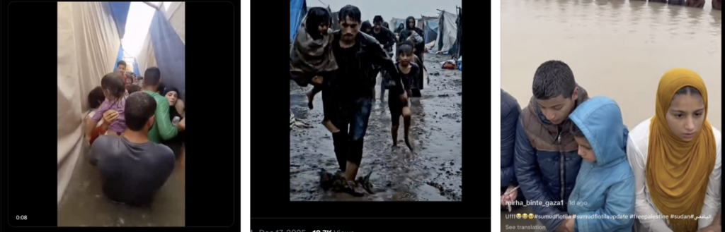 مقاطع مولّدة بالذكاء الاصطناعي لغزة خلال المنخفض الجوي الأخير 