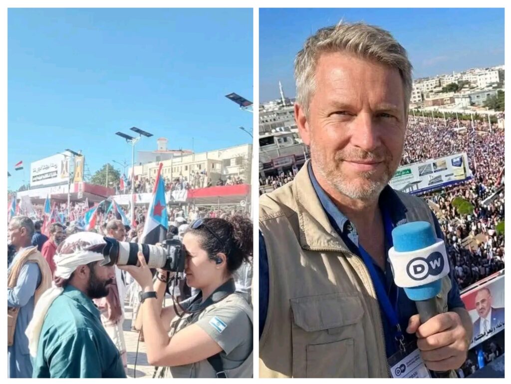 ما حقيقة صور الصحفيين الإسرائيليين في مظاهرة عدن؟