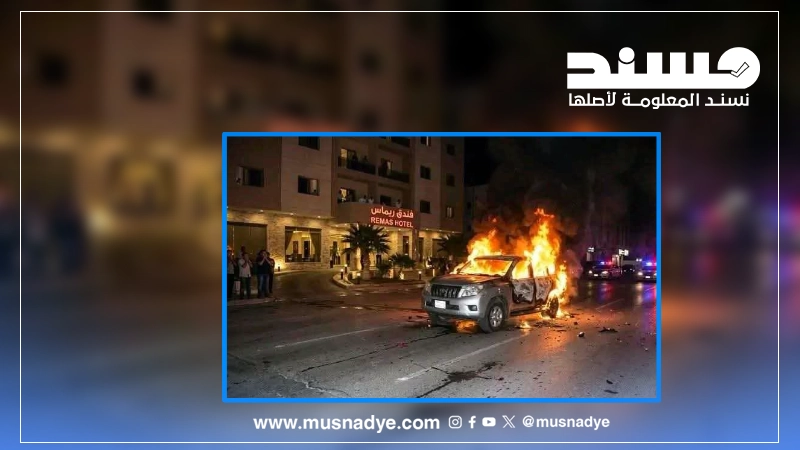 الصورة المتداولة لاحتراق سيارة قيادي حوثي في تعز مولدة بالذكاء الاصطناعي