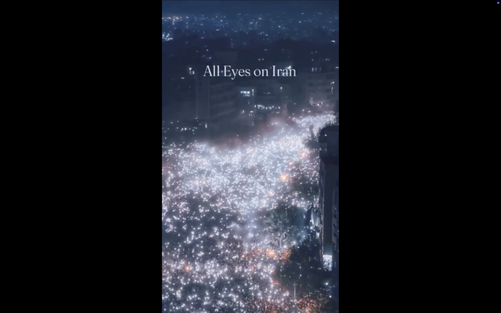 مقطع فيديو الهواتف المضاءة على إيران مولَّد بالذكاء الاصطناعي