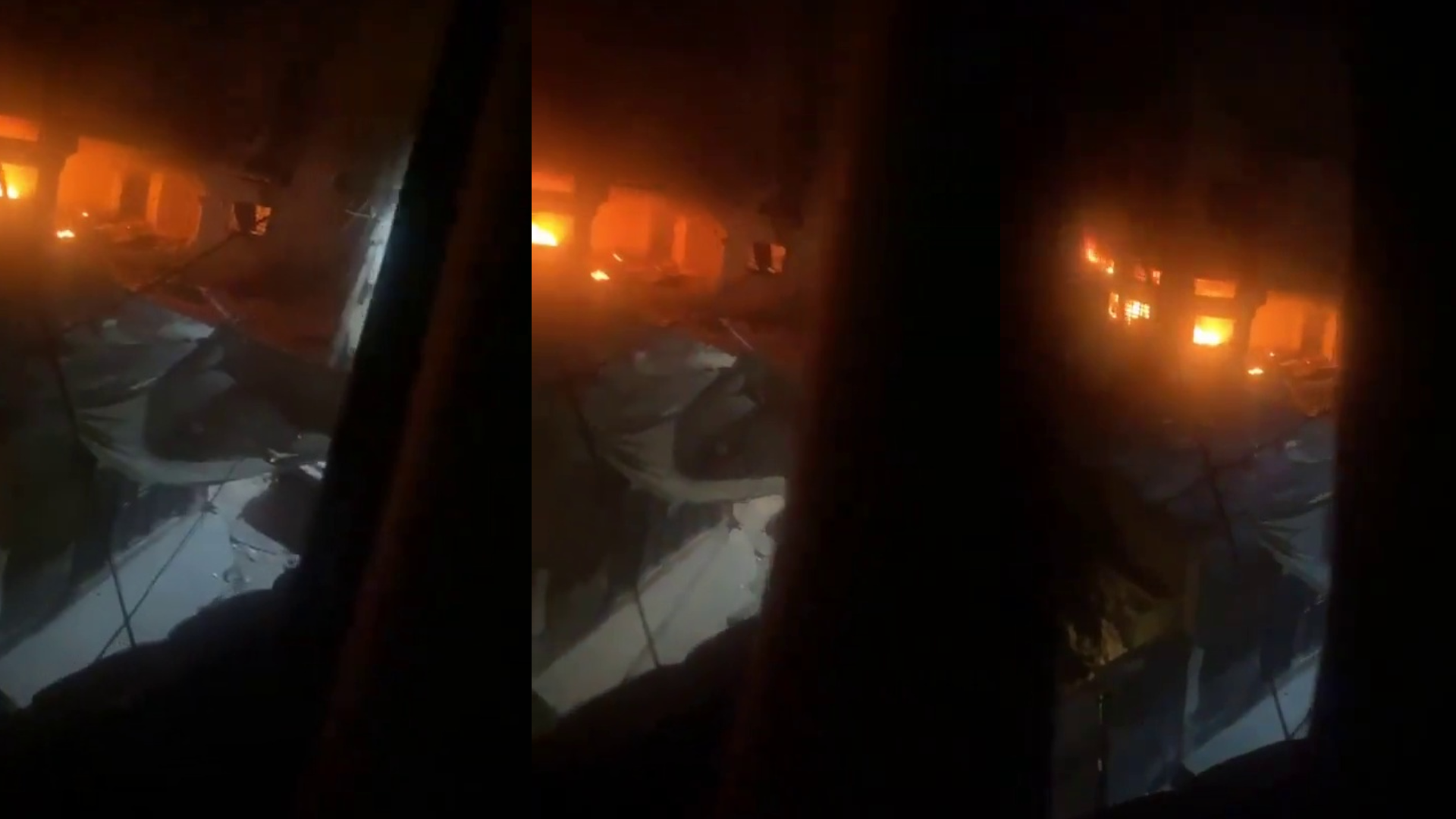 فيديو  الحريق في مركز البحوث العلمية في حي برزة بدمشق مضلل
