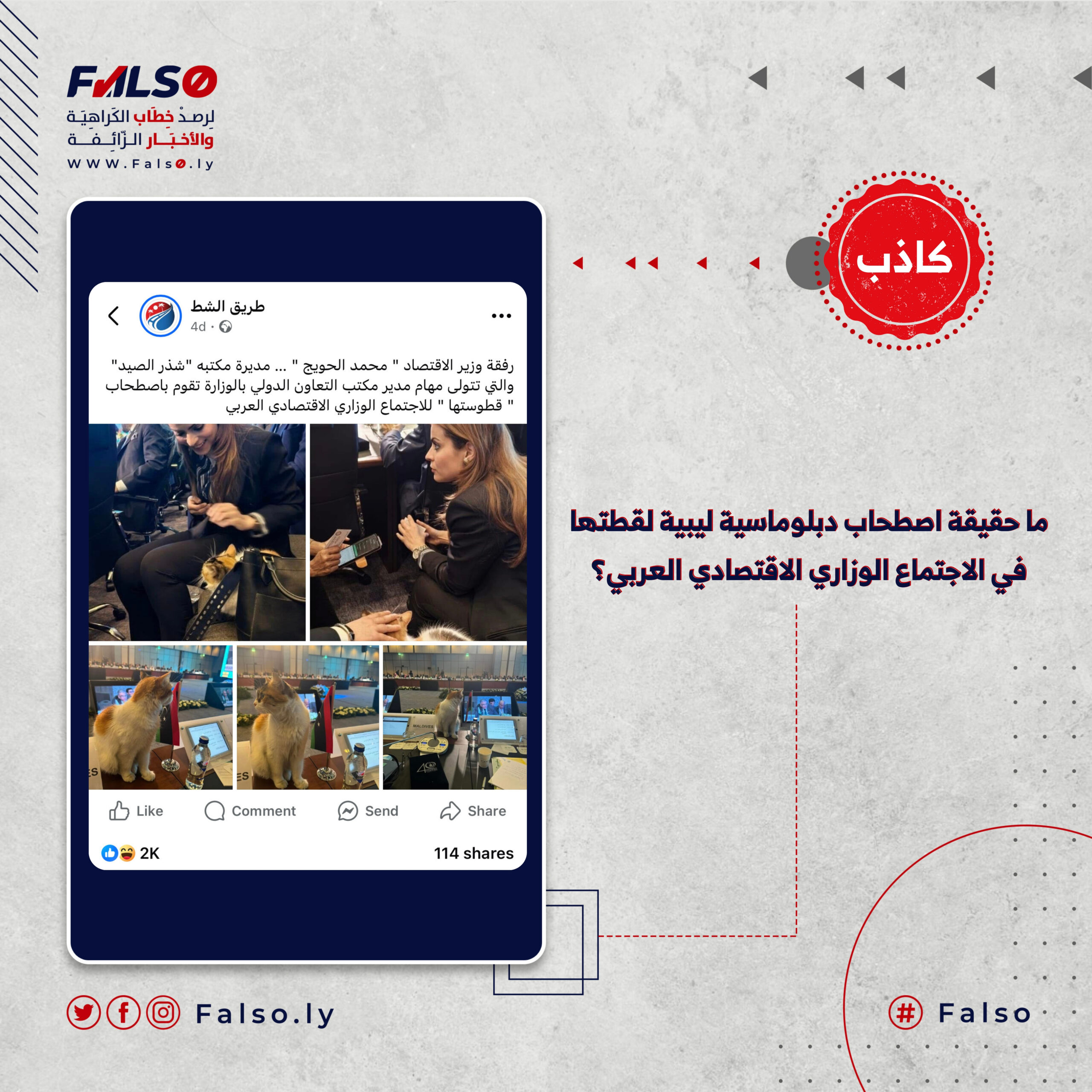 ما حقيقة اصطحاب دبلوماسية ليبية لقطتها في الاجتماع الوزاري الاقتصادي العربي؟