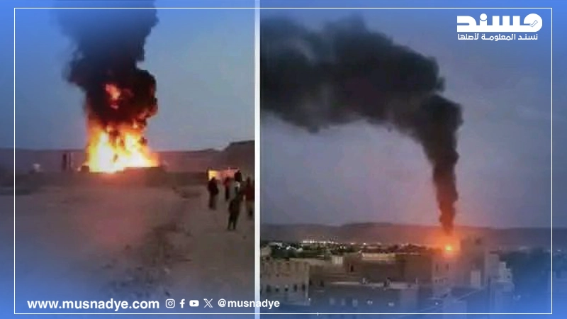 صورة قديمة لاحتراق مصفاة نفط غير رسمية في وادي حضرموت