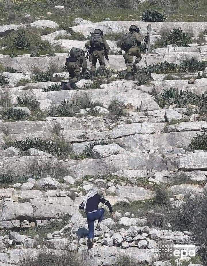 حقيقة صورة الإسرائيليين الذين يفرون من الفلسطيني قاذف الحجارة